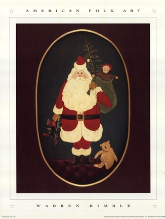 Framed Santa with Toys Print