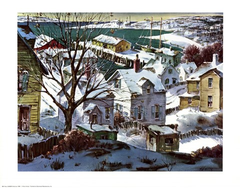Framed Winter Harbor Print