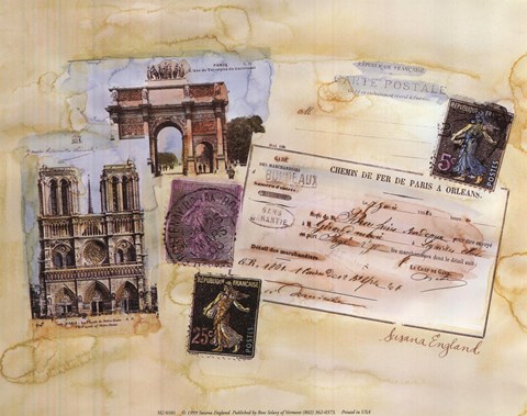 Framed Parisian Postals III Print