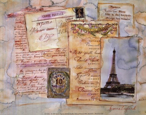 Framed Parisian Postals Print