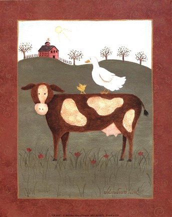 Framed Cow with Duck Print