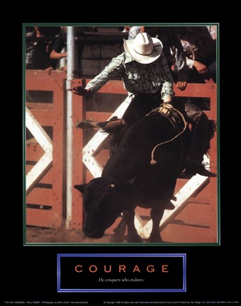 Framed Courage-Bull Rider Print