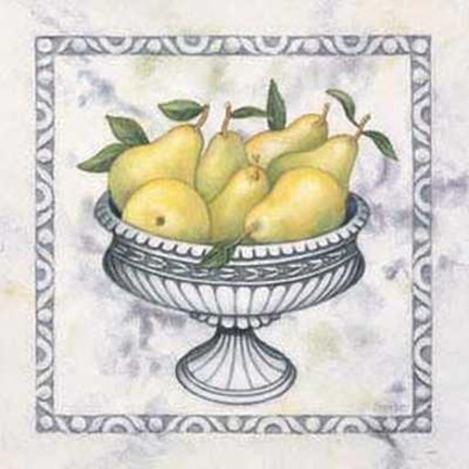 Framed Pears in Silver Bowl Print