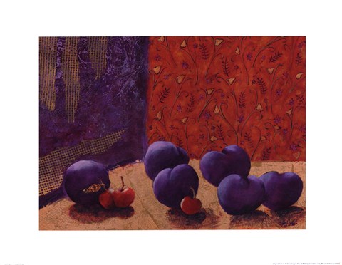 Framed Plums and Cherries II Print