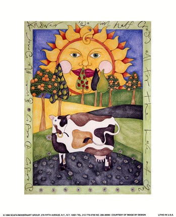 Framed Daisy, Daisy Cow Print