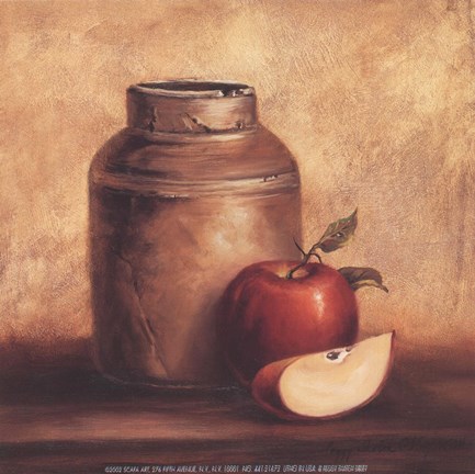 Framed Crock With Apples Print