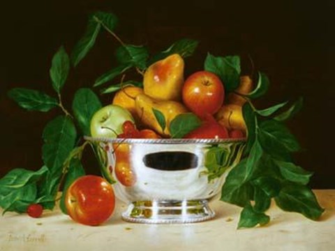 Framed Fruit In a Bowl Of Silver Print