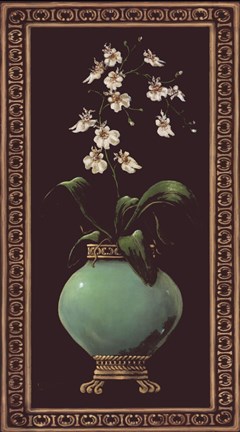 Framed Ginger Jar With Orchids I Print