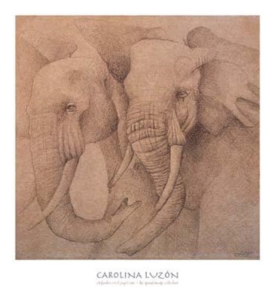 Framed Elefantes En El Papel Uno Print