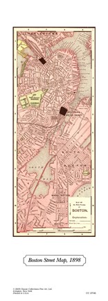 Framed Boston Street Map, 1898 Print