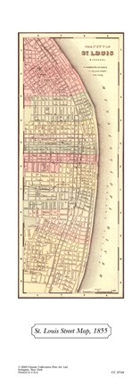 Framed St Louis Street Map, 1855 Print