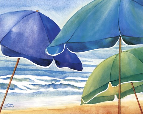 Framed Seaside Umbrellas Print