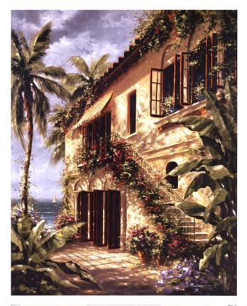 Framed Tropical Villa II Print