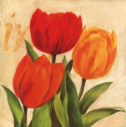 Framed Red, Orange, Yellow Tulips Print