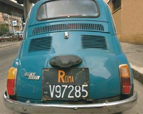 Framed Back View Of Blue Car Print