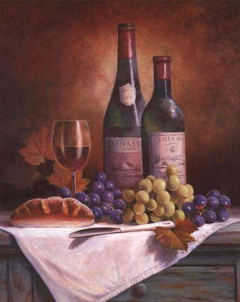 Framed Wine &amp; Grape II Print