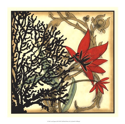 Framed Coral Tapestry III Print