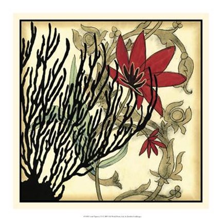 Framed Coral Tapestry IV Print