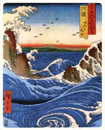 Framed Hiroshige - Narruto Rapids Print