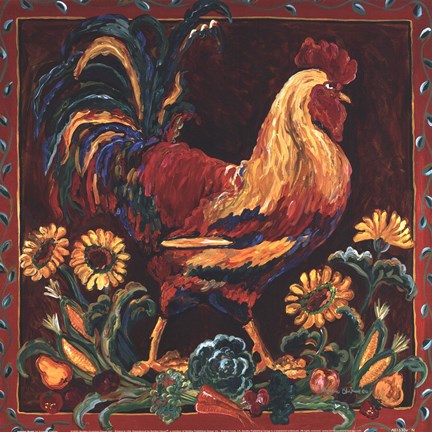 Framed Rooster Rustic Print