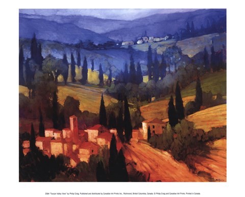 Framed Tuscan Valley View Print