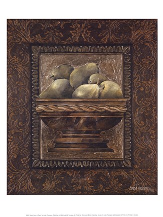 Framed Rustic Bowl of Pears Print