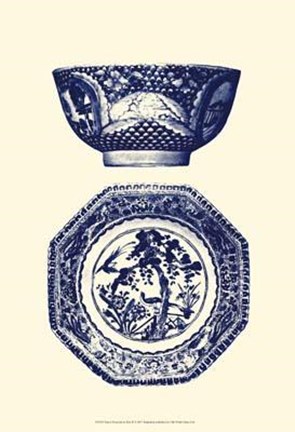 Framed Manor Porcelain In Blue II Print