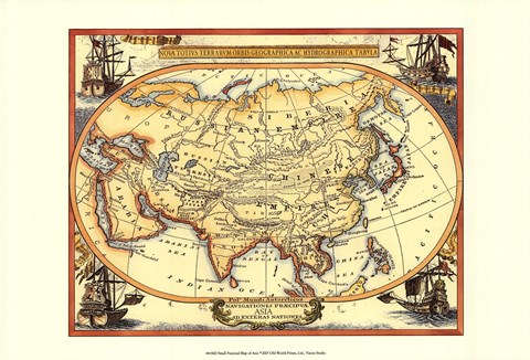 Framed Small Nautical Map Of Asia Print