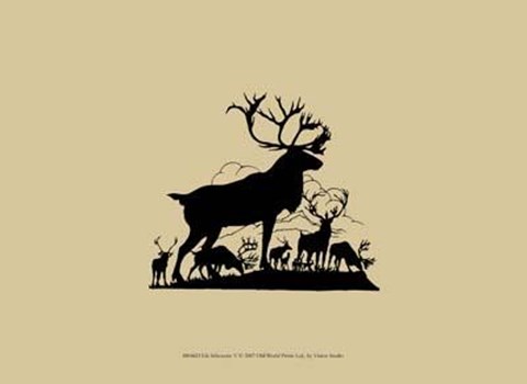 Framed Elk Silhouette V Print