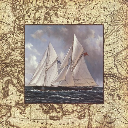 Framed Classic Island Map II Print
