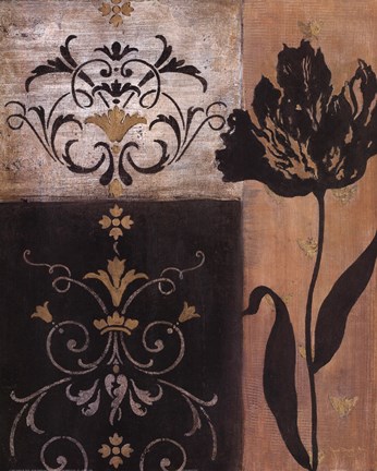 Framed Tulip Silhouette - black flower Print
