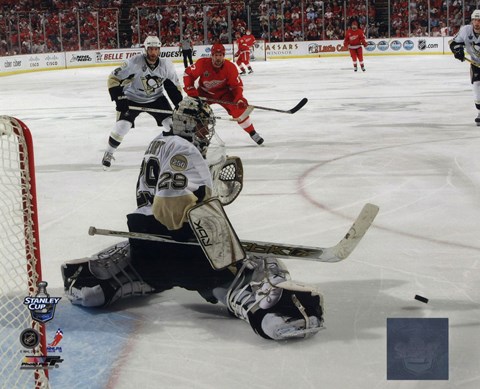 Framed Marc-Andre Fleury in Game 5 of the 2008 NHL Stanley Cup Finals; Action #17 Print