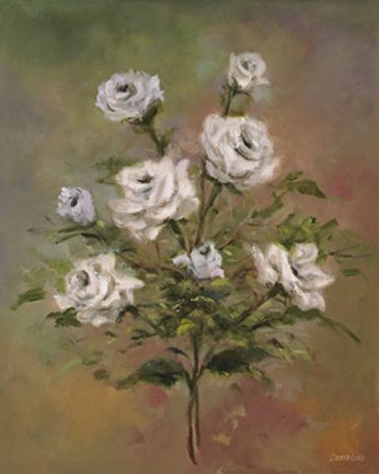Framed Spray of White Roses Print