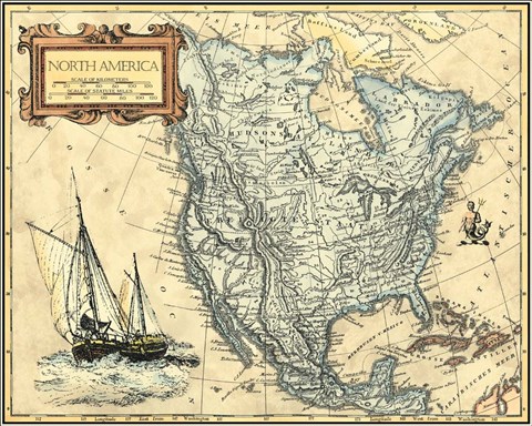 Framed N.America Map Print