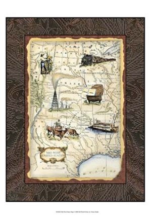 Framed Midwest States Map Print