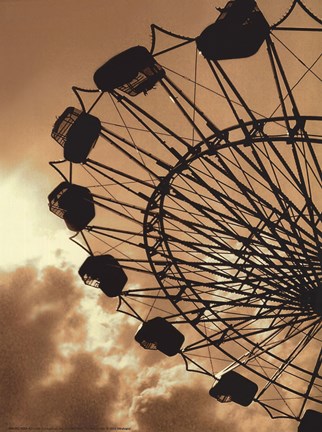 Framed Ferris Wheel - contrast black &amp; white Print