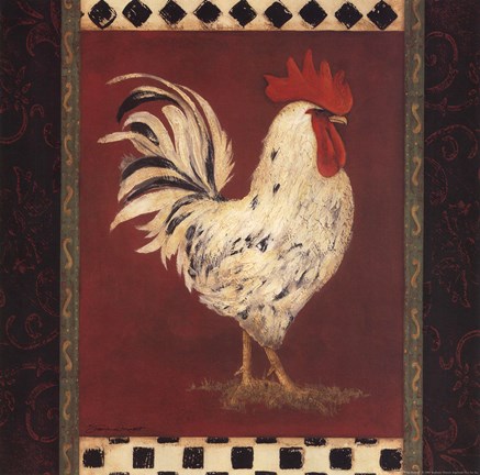 Framed White Rooster Print