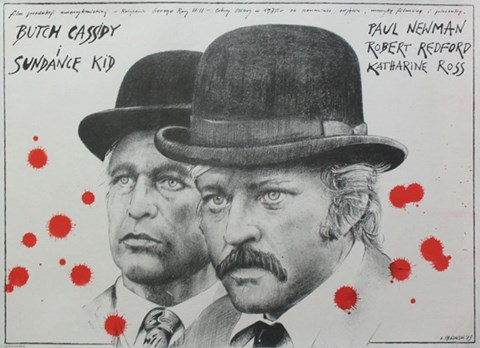 Framed Butch Cassidy and the Sundance Kid B&amp;W Blood Splatter Print