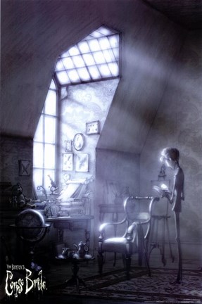 Framed Tim Burton&#39;s Corpse Bride Reading Print