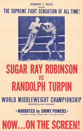 Framed Sugar Ray Robinson vs. Randolph Turpin Print