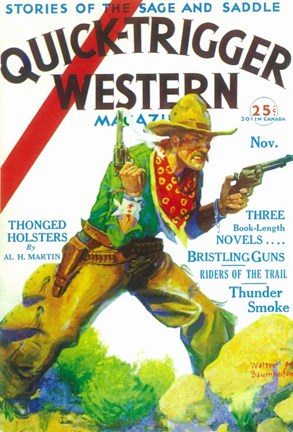 Framed Quick-Trigger Western Magazine (Pulp) Print
