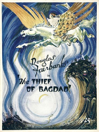 Framed Thief of Bagdad Flying on Pegasus Print