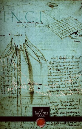 Framed Da Vinci Code Green Sketch Print