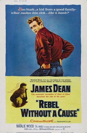 Framed Rebel Without a Cause Blue and Yellow Print
