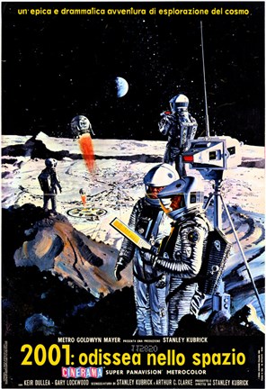 Framed 2001: A Space Odyssey Moon Landing Print