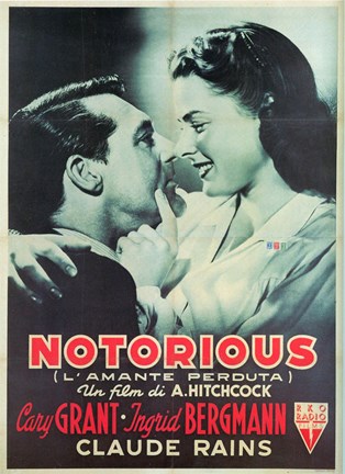 Framed Notorious Cary Grant Ingrid Bergmann Print
