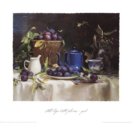 Framed Still Life with Plums Print