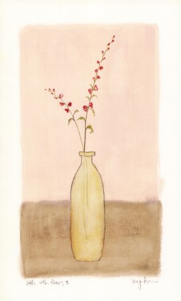 Framed Bottle With Flowers ll Print