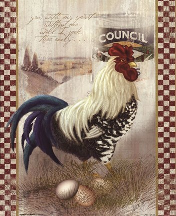 Framed Checkered Past Rooster Print