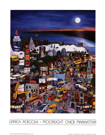 Framed Moonlight Over Manhattan Print